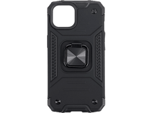 Charger l&#39;image dans la galerie, Coque de téléphone noire avec un porte-anneau. Il a un design robuste. Fond noir.
