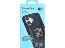 Charger l&#39;image dans la galerie, Coque de téléphone noire avec bague, sur une boîte bleue et blanche.
