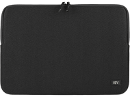 Housse d'ordinateur portable noire. Elle est rectangulaire et possède une fermeture éclair.