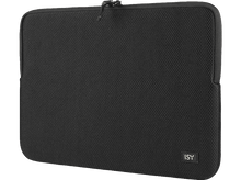 Charger l&#39;image dans la galerie, Housse d&#39;ordinateur portable noire, surface texturée. Logo ISY en bas. Fond blanc.
