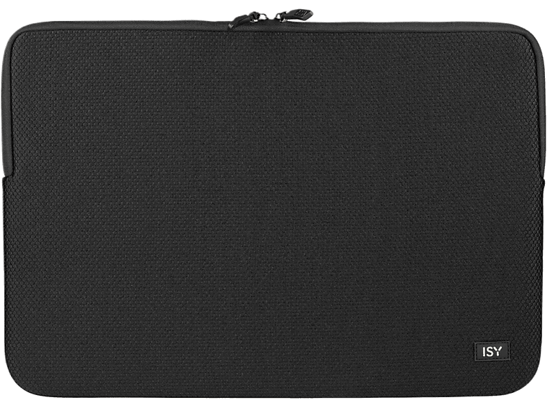 Housse pour ordinateur portable noire. L'étui est fermé par une fermeture éclair.