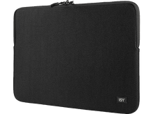 Charger l&#39;image dans la galerie, Housse d&#39;ordinateur portable noire. Fermeture éclair et petite étiquette &#39;ISY&#39;.
