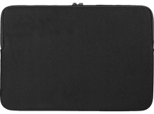 Charger l&#39;image dans la galerie, Housse d&#39;ordinateur portable noire avec motif texturé. Fermeture zippée.
