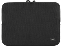 Charger l&#39;image dans la galerie, Une housse d&#39;ordinateur portable noire avec une fermeture éclair, la marque &#39;ISY&#39; est visible.
