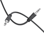 Câble audio noir avec deux connecteurs 3,5 mm.