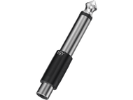 Adaptateur de prise jack audio argenté et noir sur fond noir, avec le texte 'ISY'.