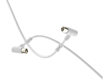 Câble coaxial blanc avec connecteurs.