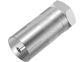 Un graisseur argenté sur fond noir, incliné vers la gauche.