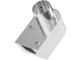 Connecteur coudé, finition argentée. Aspect métallique. C