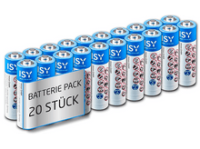 Charger l&#39;image dans la galerie, Un paquet de 20 piles AA. Les piles sont cylindriques et bleues avec du texte blanc.
