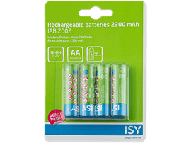 ISY Piles AA rechargeables 2300 mAh 4 pièces (IAB-2002)