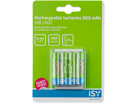 ISY Piles rechargeables AAA 800 mAh 4 pièces (IAB-1002)