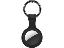Charger l&#39;image dans la galerie, AirTag noir avec centre argenté et boucle porte-clés.

