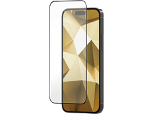 Charger l'image dans la galerie, Un téléphone avec un protecteur d'écran. Le téléphone affiche un fond géométrique doré.
