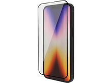 Charger l'image dans la galerie, Un smartphone avec un protecteur d'écran appliqué. L'écran affiche une image abstraite colorée. Le téléphone est noir, sur fond blanc.
