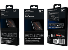 Charger l'image dans la galerie, Emballage pour protecteur d'écran iPhone 16 Pro Max. Détails du produit, logos et instructions d'application.
