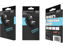 Charger l'image dans la galerie, Trois boîtes de protections d'objectifs d'appareil photo. Elles ont une image de téléphone noir et des détails du produit.
