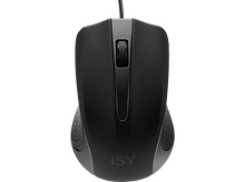 Charger l'image dans la galerie, Souris d'ordinateur noire avec une molette de défilement et le logo ISY.
