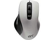 Une souris d'ordinateur grise et noire avec un fond noir.