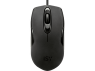 Une souris d'ordinateur noire avec une molette, des boutons et un indicateur DPI.