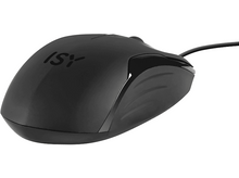 Charger l'image dans la galerie, Souris ISY noire, vue en angle, montrant la forme et le logo ISY.
