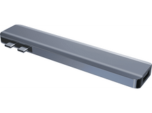 Charger l'image dans la galerie, Hub USB-C argenté avec trois ports USB-C sur fond blanc.
