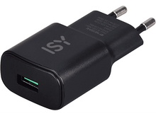 Charger l'image dans la galerie, Chargeur ISY noir avec un port USB, fond blanc.
