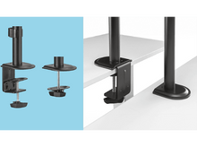 Charger l&#39;image dans la galerie, Supports de moniteur et supports de montage noirs sur fond bleu clair.
