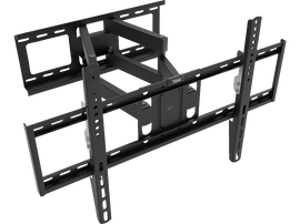 Support mural TV noir avec bras et supports réglables, conçu pour le montage d