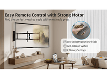 Charger l&#39;image dans la galerie, Une télévision fixée au mur avec une étagère en dessous. Une télécommande est dans la main.
