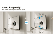 Charger l&#39;image dans la galerie, Support TV inclinable, flèches indiquant les angles, plante sur une table.
