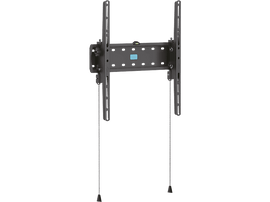 Support mural de télévision noir avec supports et un niveau. Indicateur de niveau bleu.