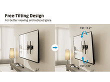 Charger l&#39;image dans la galerie, TV sur support mural, deux positions : incliné vers le haut et vers le bas.

