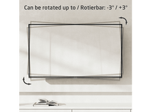 Charger l&#39;image dans la galerie, Un téléviseur mural est légèrement incliné, avec des flèches indiquant la plage de rotation.
