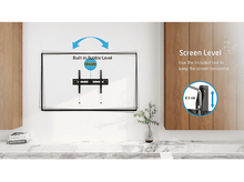 Charger l&#39;image dans la galerie, Support mural TV avec niveau à bulle intégré. Instructions et outil présentés.
