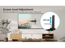 Charger l&#39;image dans la galerie, Téléviseur monté sur un mur, avec outils de réglage montrés. Une plante et un meuble en arrière-plan.
