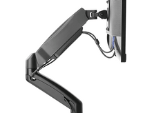 Charger l&#39;image dans la galerie, Un bras de moniteur noir est fixé à un moniteur et à un fond blanc.
