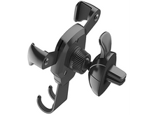 Charger l'image dans la galerie, Support de téléphone de voiture noir. Bras réglables et clip d'aération pour montage sûr.
