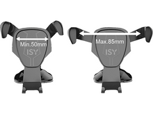 Charger l'image dans la galerie, Un support de téléphone de voiture, montrant les dimensions de largeur minimale et maximale, en gris.
