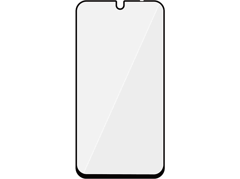 Un smartphone avec un écran gris clair et un cadre noir.