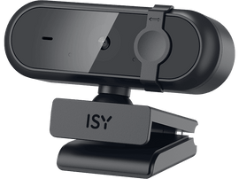 Webcam ISY. Elle est noire, avec une pince et une lentille.