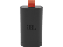 Charger l&#39;image dans la galerie, Haut-parleur JBL noir. Sangle orange sur le dessus. Fond noir.
