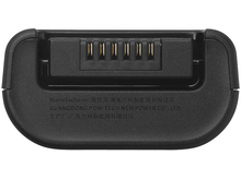 Charger l&#39;image dans la galerie, Une station de charge noire. Le dessus a plusieurs broches dorées. Le texte est visible en bas.
