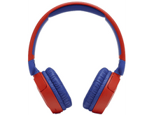 Charger l&#39;image dans la galerie, Casque audio rouge et bleu. Vue de dessus, fond blanc.
