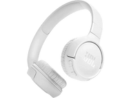 Casque JBL blanc sur fond noir. Le casque est de type circum-auriculaire.