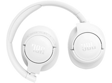 Charger l&#39;image dans la galerie, Un casque JBL blanc est ouvert, affichant les écouteurs et le bandeau connecté.
