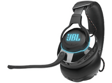 Charger l&#39;image dans la galerie, Casque de jeu JBL noir avec micro, accents bleus et le logo JBL.
