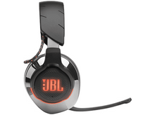 Charger l&#39;image dans la galerie, Casque noir et argent avec logo JBL. Le casque est noir et argent avec un logo JBL orange.
