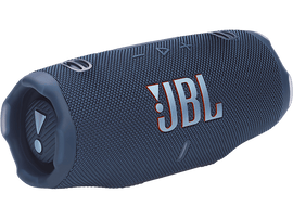 Une enceinte JBL bleue. L