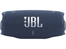 Charger l&#39;image dans la galerie, Enceinte JBL bleue avec le logo JBL, sur fond sombre.
